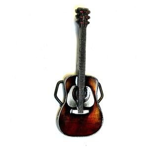 Vintage Guitar Belt Buckle 1970s Metal‎ Enamel Sunburst Musician Western Rock